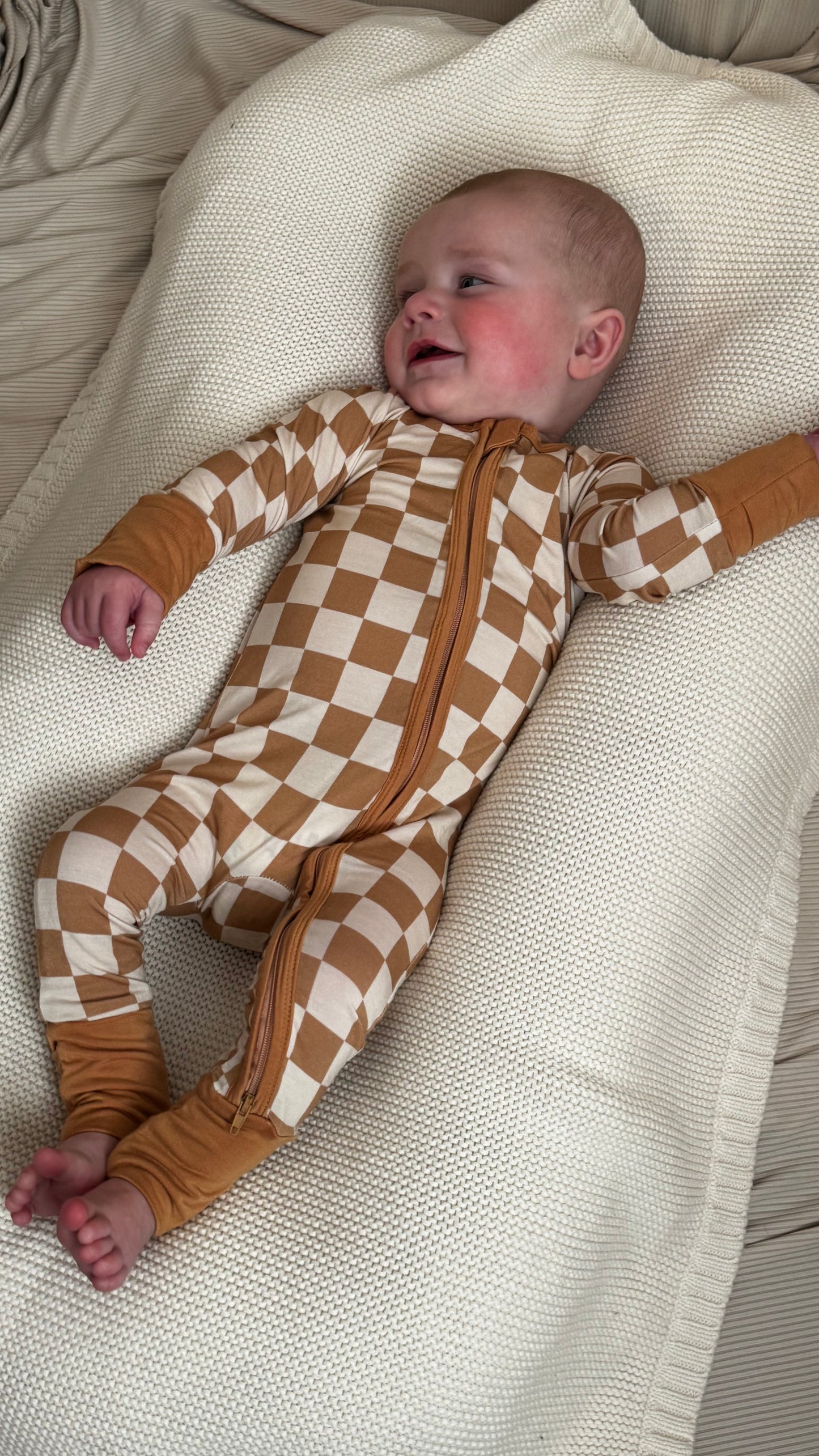 Dune Checkered Bamboo Onesie