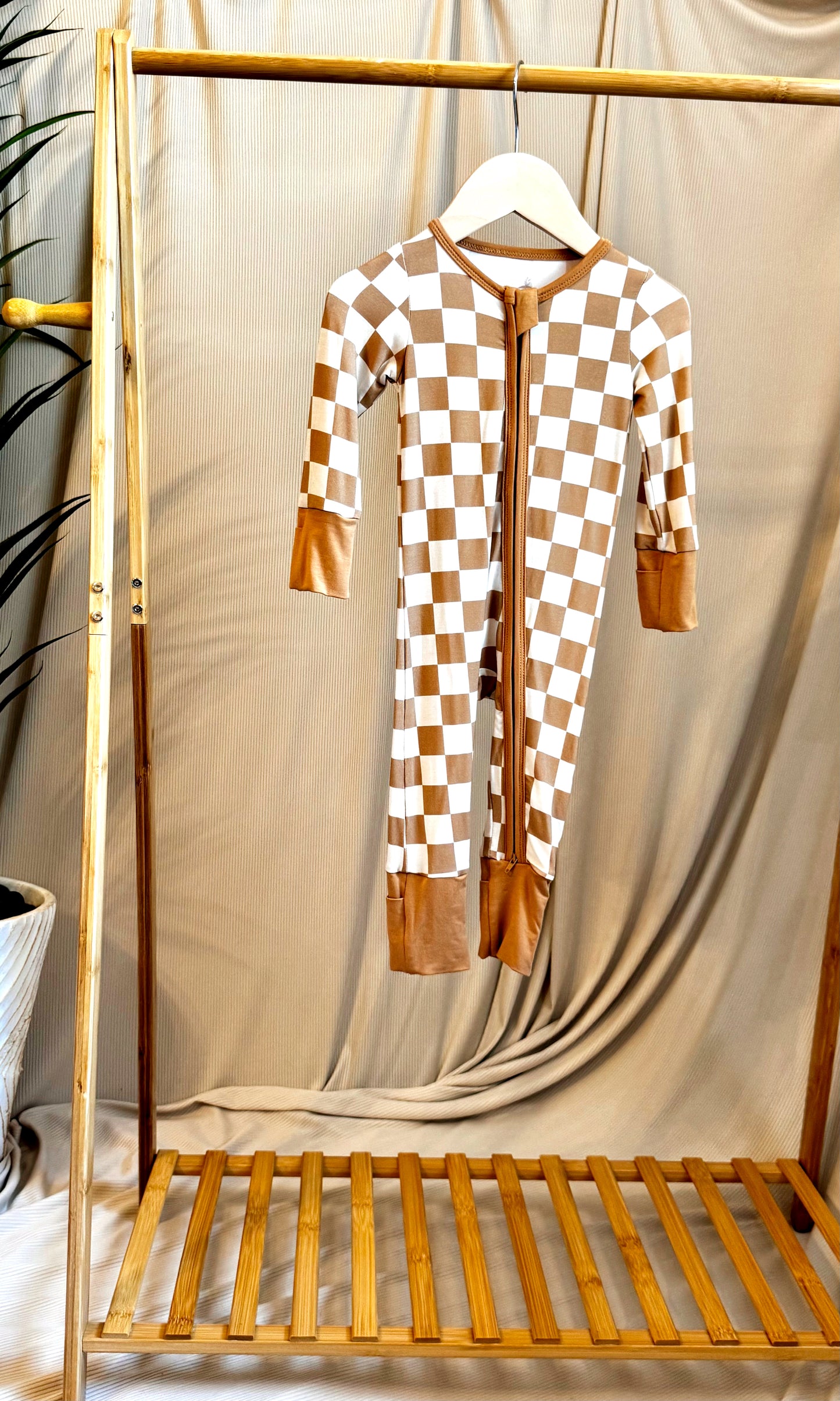 Dune Checkered Bamboo Onesie