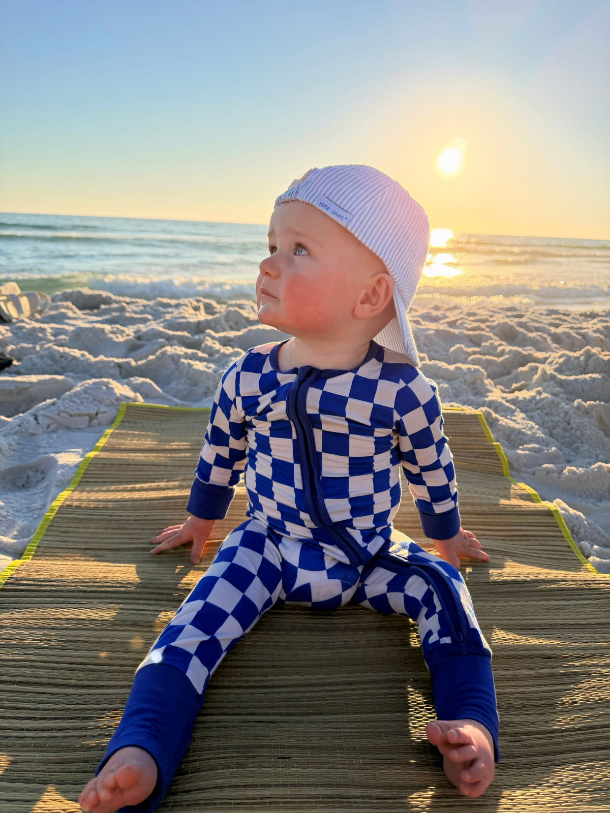 Royal Blue Checkered Bamboo Onesie