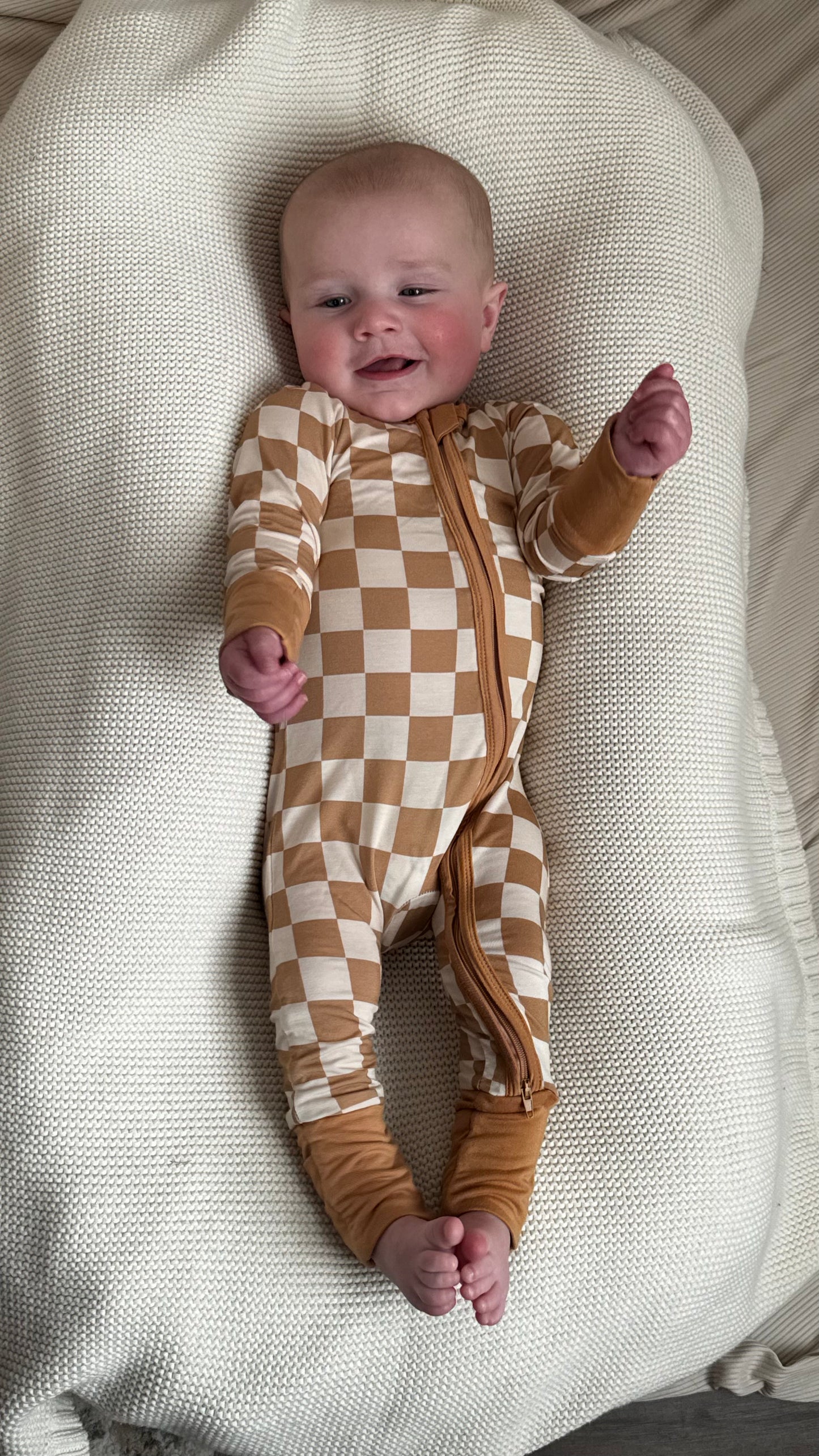 Dune Checkered Bamboo Onesie