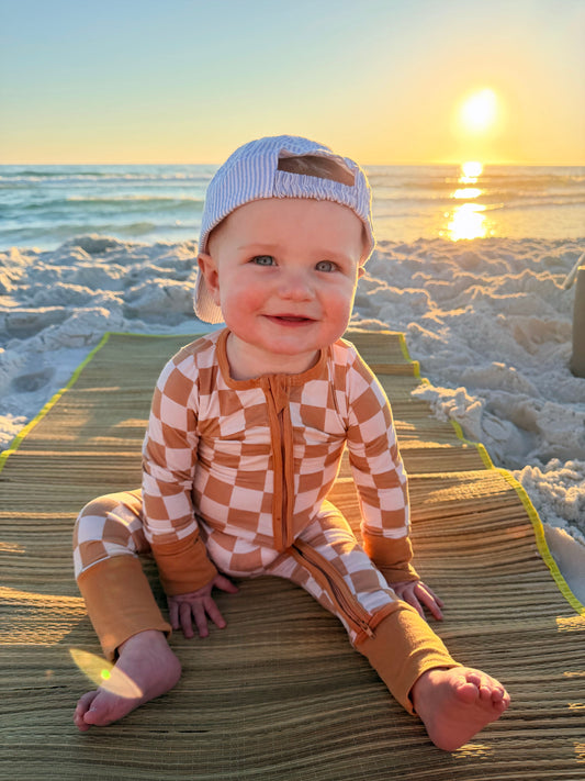 Dune Checkered Bamboo Onesie